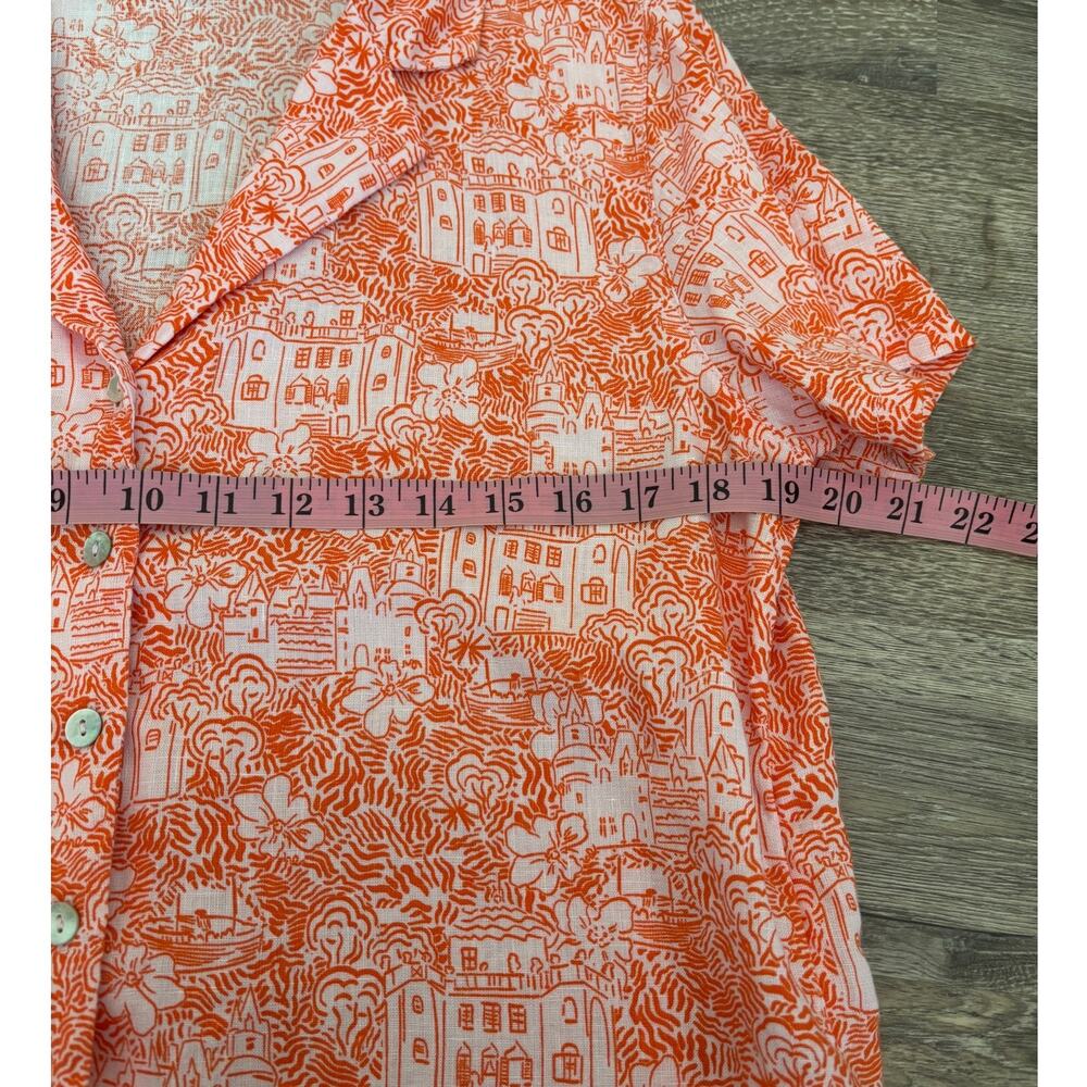 Cynthia Rowley Landscape Linen Shirt Blouse Small Summer Resort - Picture 6 of 8